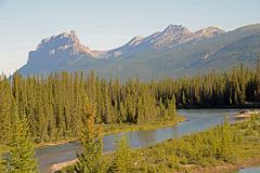 31 Castle Mountain, Helena Peak and Helena Ridge Early Morning From Trans Canada Highway Driving Between Banff And Lake Louise in Summer.jpg